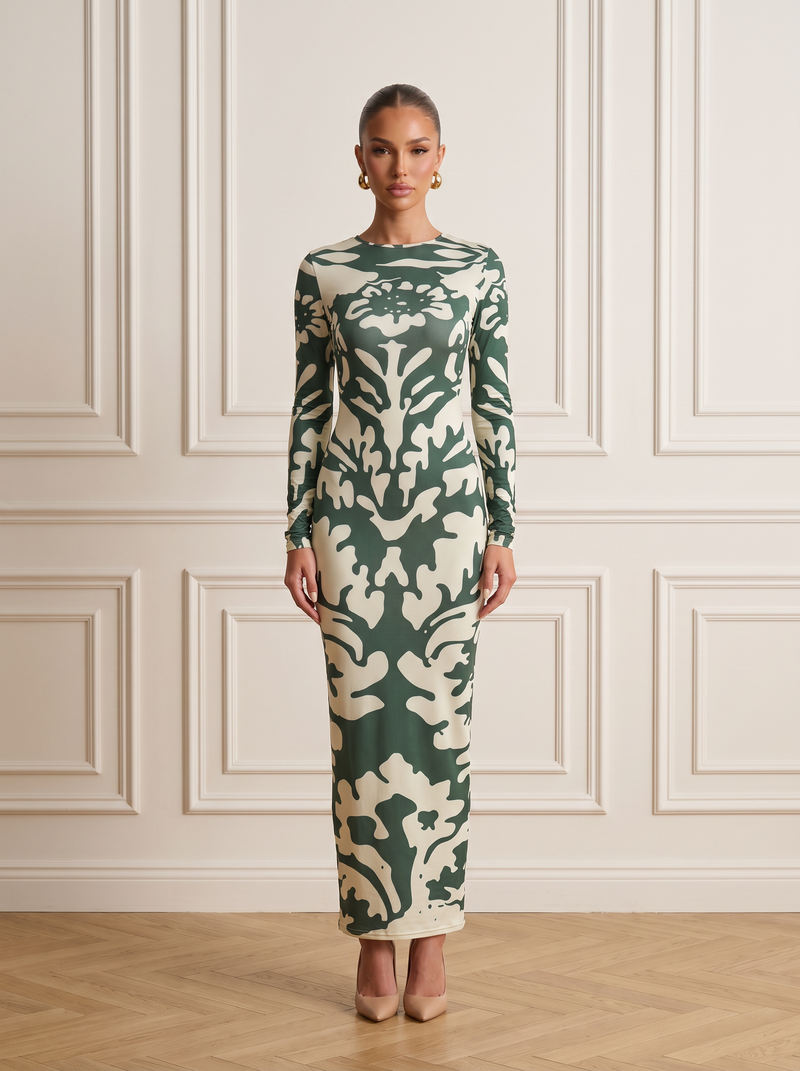 Rhiannon | Printed Backless Midi Dress