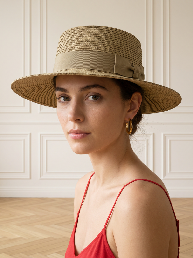 Emilia | Flat Brim Straw Hat