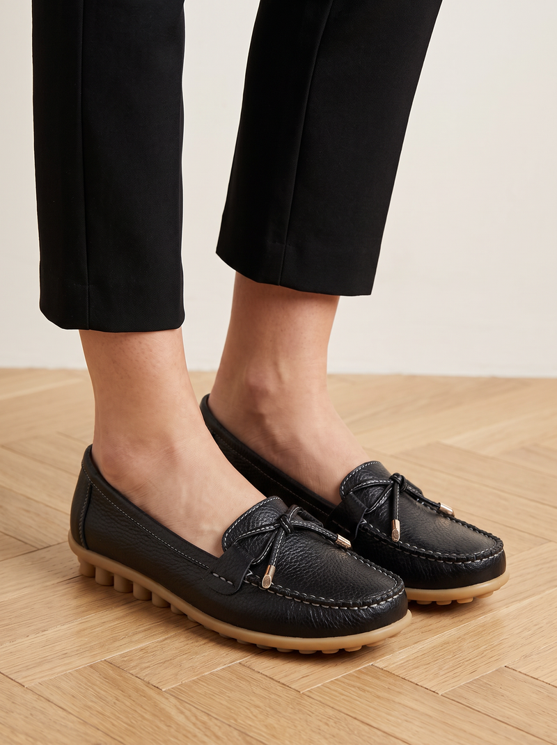 Rosemary | Leather Bow Flats