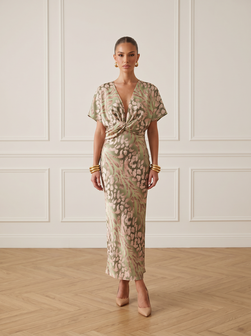 Fiorenza | Satin V-Neck Dress
