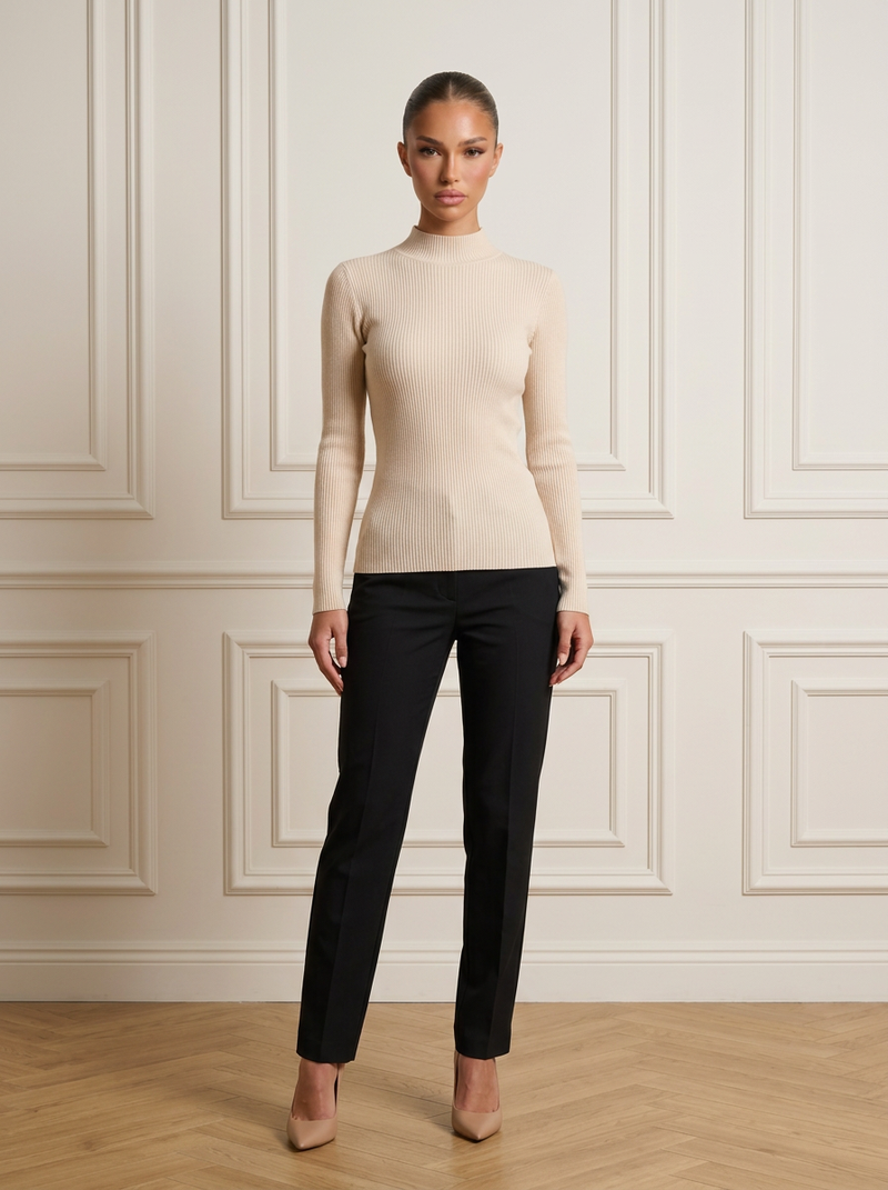 Deborah | High Collar Knit Sweater
