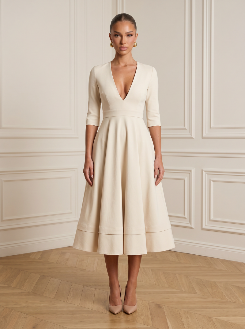 Paloma | Deep V-Neck Midi Dress