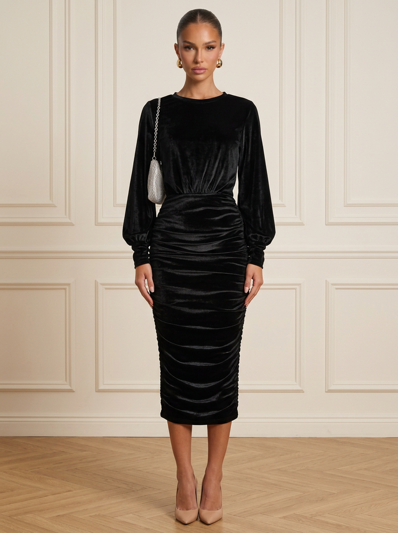 Jessica | Lantern Sleeve Midi Dress