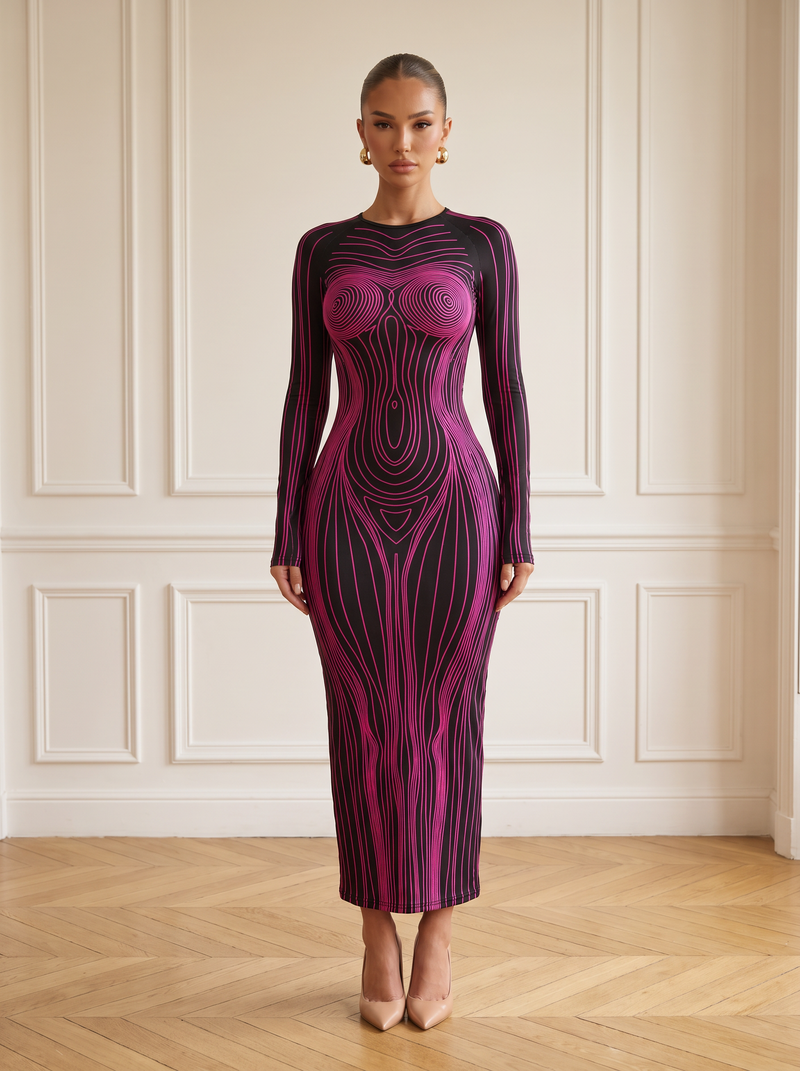 Renythe | Printed Slim Midi Dress