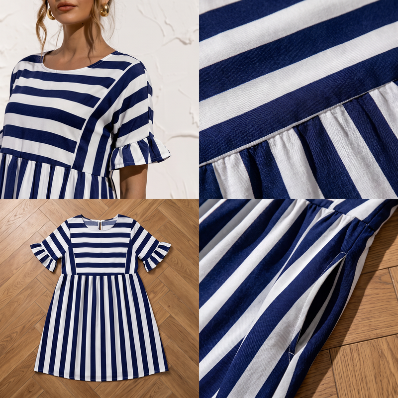 Amore | Striped Ruffle Dress