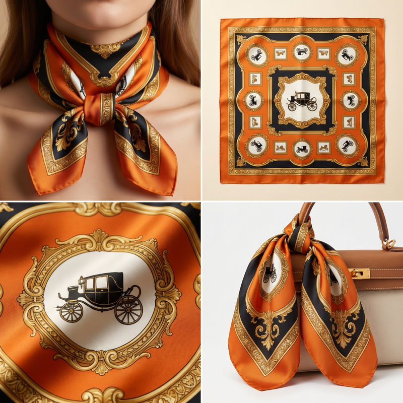 70 Small Square Towel-Frame Carriage Orange