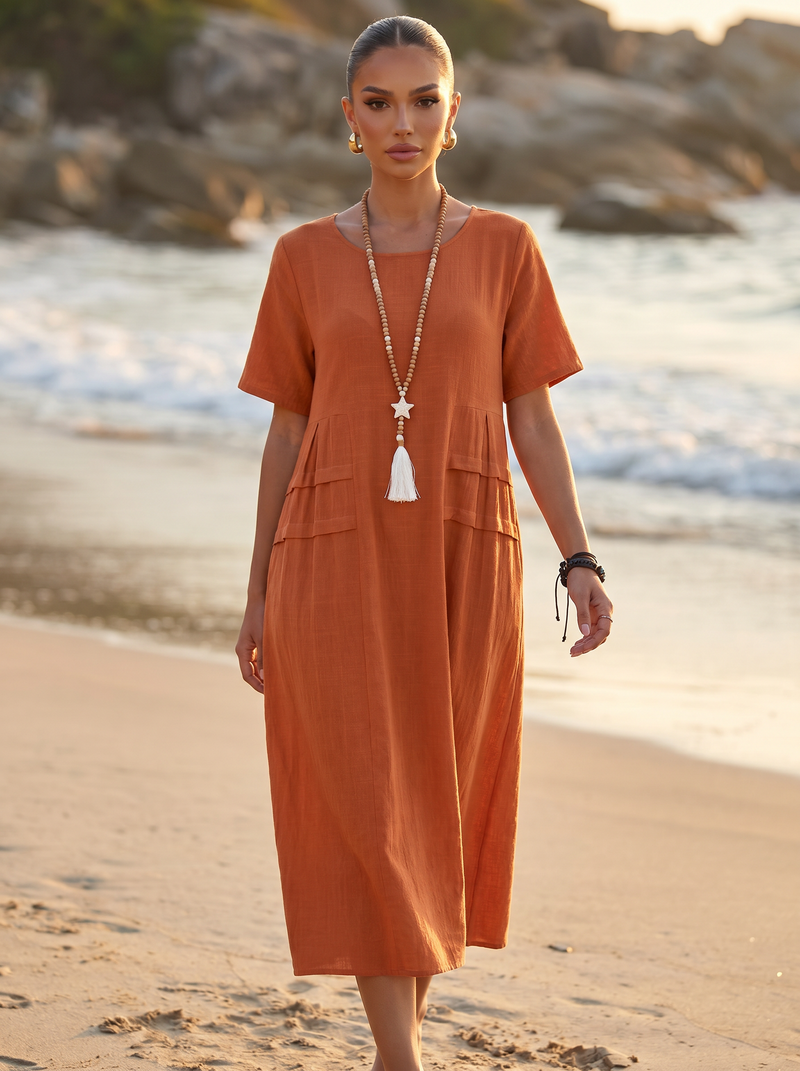 Mirella | Linen Blend Midi Dress