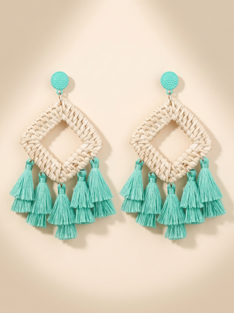 Lena | Bohemian Raffia Earrings
